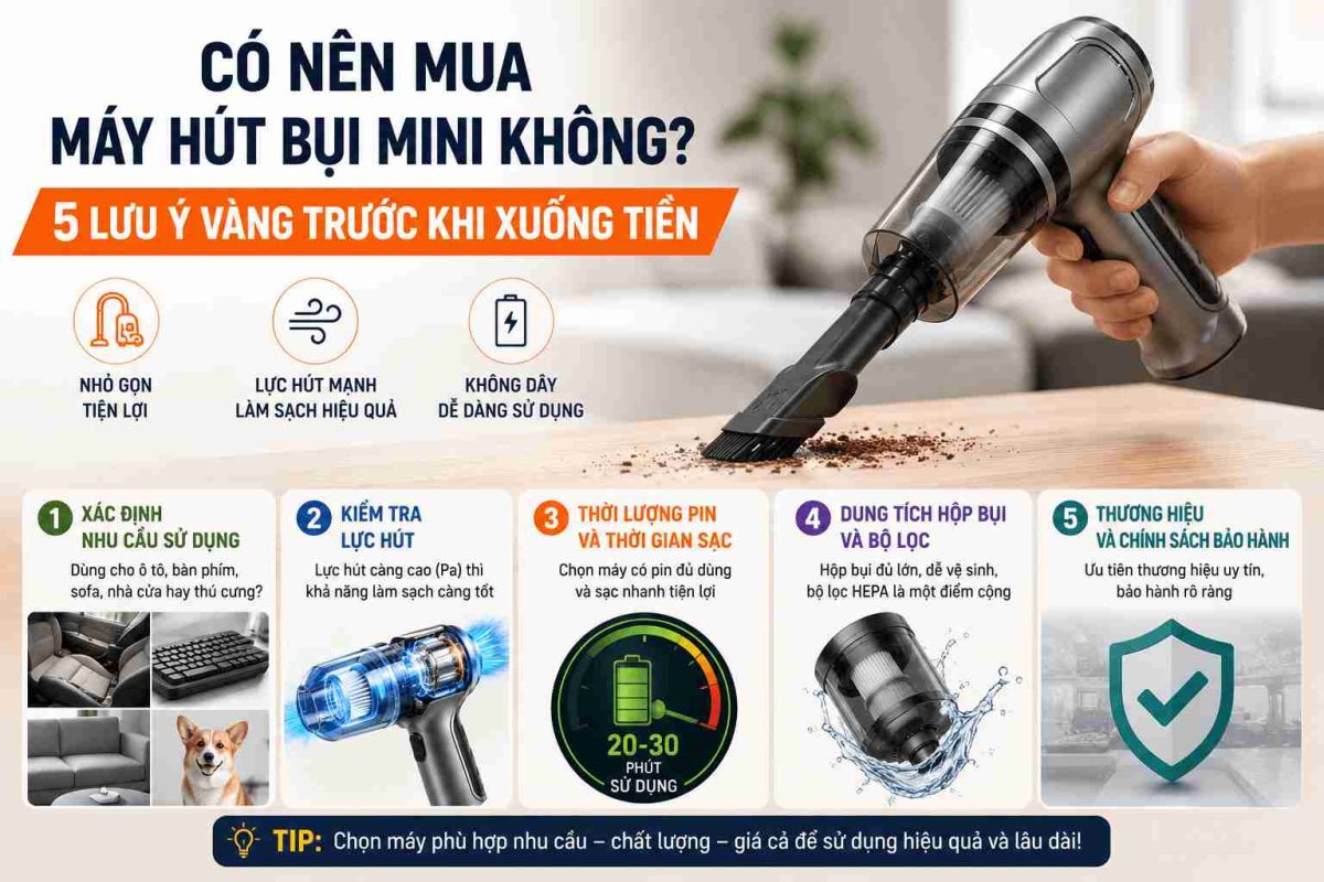Có nên mua máy hút bụi mini