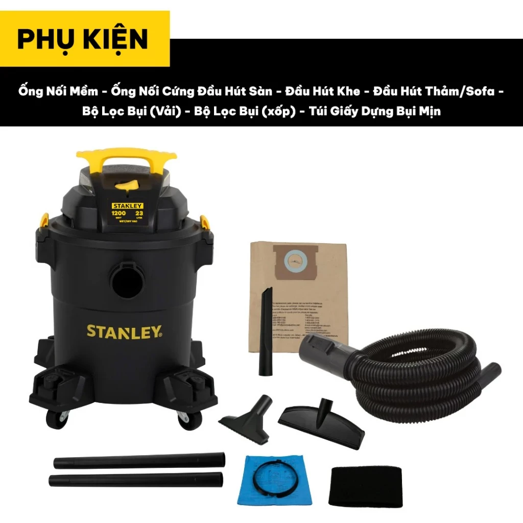Máy hút bụi 3 chức năng khô/nước/thổi Stanley SL19417P-6AB, Dung tíc 23L, Bảo hành 12 tháng - Ảnh 3